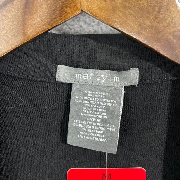 NEW Matty M Women's M Black Johnny Collar Sleeve Polo Shirt 3/4 Sleeve - Picture 5 of 8